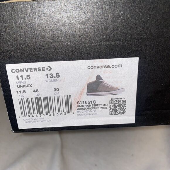 NEW Converse Chuck Taylor All Star High Street Mid Brown Mens 11.5 Shoe A11651C - Picture 11 of 11